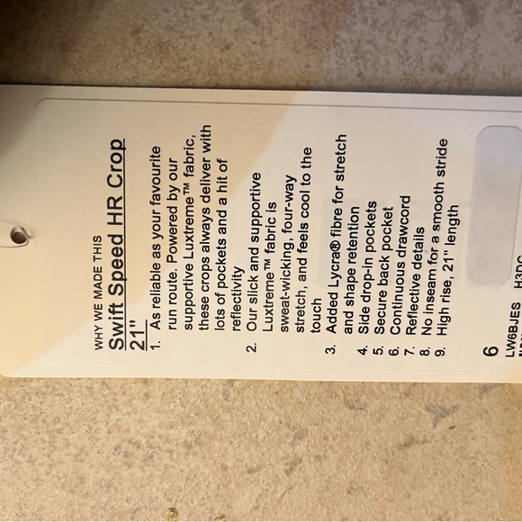 Brand new lululemon size 6 swift speed crop 21 inch pants - Picture 4 of 10